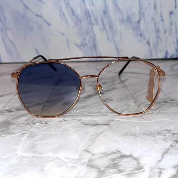 Frye & Co Sunglasses 50mm Gold Blue Ombre Geometric Frame Vacation Outdoor Boho FRYE & CO Geo Sunglasses - Save 35% main image 4